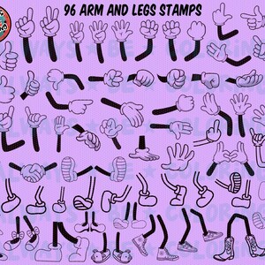 ¡Conjunto de creación de personajes de mascota retro para Procreate! ¡280 sellos para Procreate, 45 pinceles de semitonos, texturas y patrones sin costuras! Caras, cuerpos, brazos, piernas imagen 5