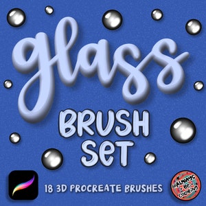 12 3D Glass Procreate Brushes for Lettering, Illustration! Unikalne trójwymiarowe cyfrowe pędzle, pędzle tekstur, pędzle do literowania