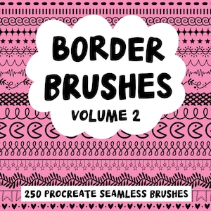 250 Procreate Seamless Border Brushes for bullet planners and illustrations, hand drawn doodle border brush set, Procreate Tattoo Brush Set