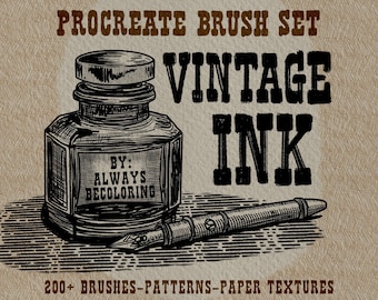 200 Realistic Procreate Vintage Ink Brushes, Seamless Pattern Brushes, Paper Texture Brushes, Hatching, Stippling & Shading, Tattoo Brushes