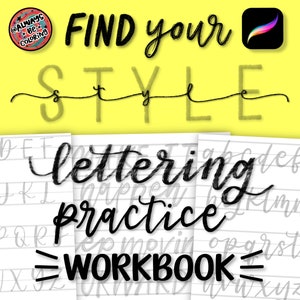 12 Procreate-penselen, 40 oefenwerkbladen voor letters, vind jouw stijl! Leer penseelletters, moderne kalligrafie, om te reproduceren of af te drukken