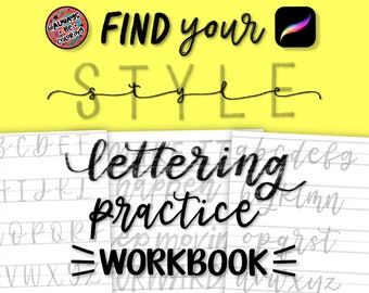 12 Procreate Brushes, 40 Lettering Practice Worksheets, Find Your Style! Learn Brush Lettering, Modern Calligraphy, for Procreate or Print