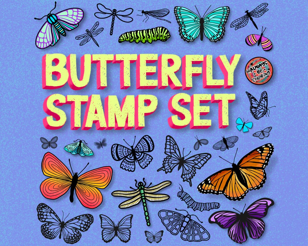 120 Hand Drawn Procreate Stamp Brushes With Butterflies & More ...