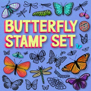120 Hand Drawn Procreate Stamp Brushes with Butterflies & more! Procreate Tattoo Stamp Brush Set! Bonus Texture Brushes, Butterfly Stamps