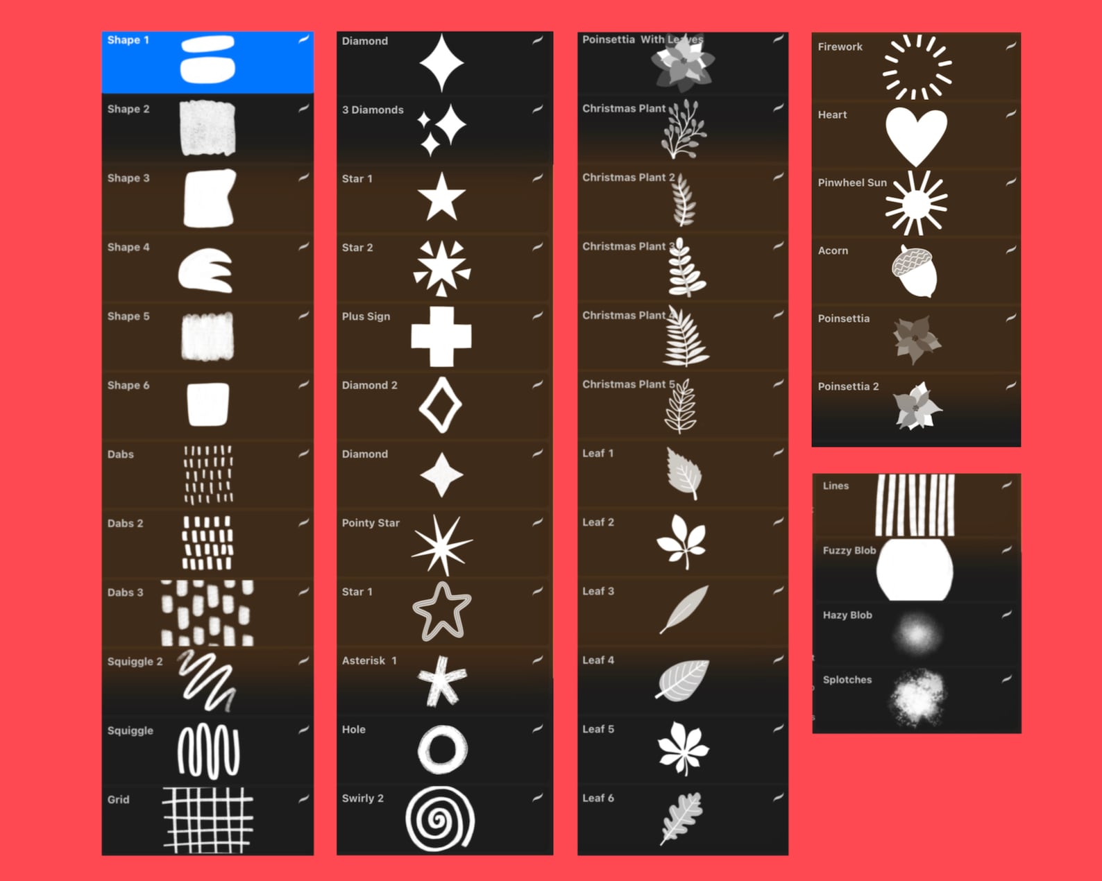 Over 100 Procreate Stamp Brushes With Abstract Shapes and Cute Winter ...