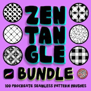100 Seamless Pattern Zentangle Procreate Brushes, Pattern Brush Set, Zentangle Procreate Brushes, Seamless Pattern,Make DIY Coloring Pages!