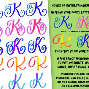 Fancy Monogram Lettering Practice Workbook 20 Procreate Brushes, 29 ...