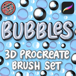 35 Bubble 3D Procreate Pinsel! Dreidimensionale digitale Procreate-Pinsel, Schriftzug-Pinselpaket, Procreate 3D-Set, Handbeschriftungs-Pinsel
