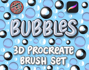 35 Bubble 3D Procreate Brushes!  Three Dimensional Digital Procreate Brushes, Lettering Brush Pack, Procreate 3D Set, Hand Lettering Brushes