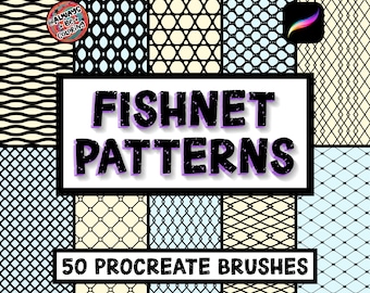 53 Procreate Fishnet Lace Seamless Patterns Brushes, Fabric, Tulle, Mesh, Textile, Lingerie, Digital Fashion Design & Illustration, Portrait