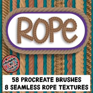 66 pinceles de cuerda Procreate para ilustración y letras digitales, sellos de cuerda Procreate, pincel de textura sin costuras de cuerda Procreate, paleta de colores