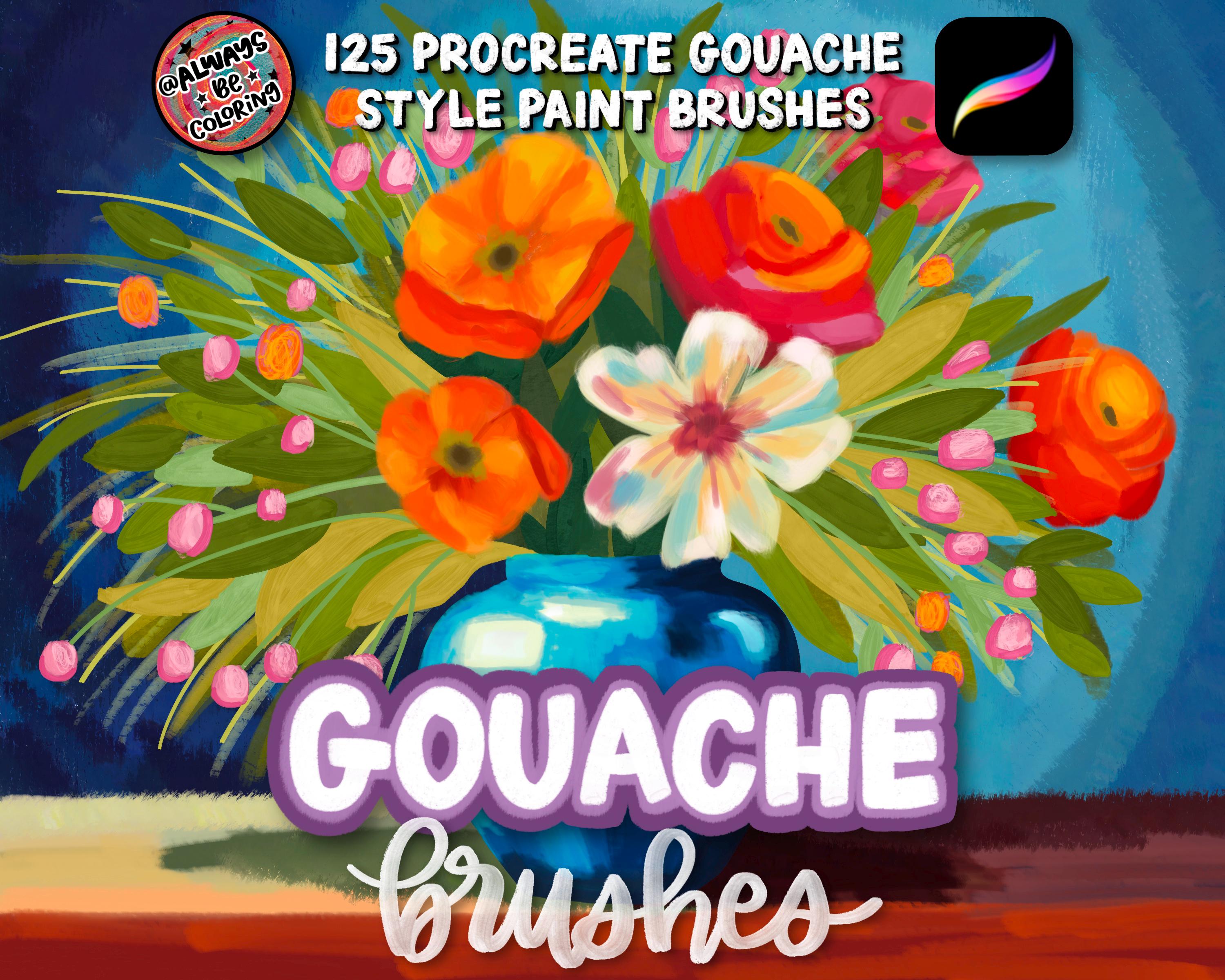 125 pinceles de gouache para Procreate – Set de blending y textura de papel para pintura digital realista