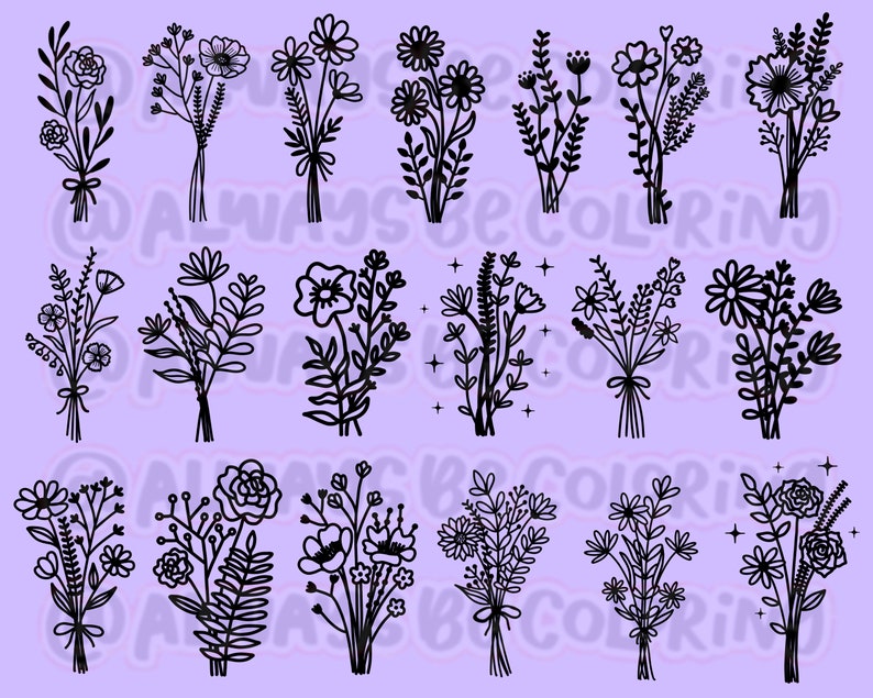 30+ Hand Drawn Procreate Stamp Brushes With Flower Bouquets! Procreate ...