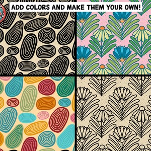105 Hand Drawn Procreate Boho Seamless Pattern Brushes, Flower ...