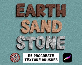 115 Photorealistic Procreate Earth, Sand & Stone Texture Brushes, Lettering Brushes, Nature Illustration Brush Set, Digital Art Drawing