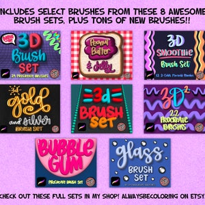 50 3D Procreate Brushes With Lettering Practice Workbook! Three ...