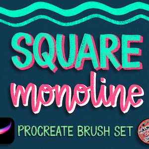 10 Procreate Square Monoline Brushes Lettering Brushes | Etsy