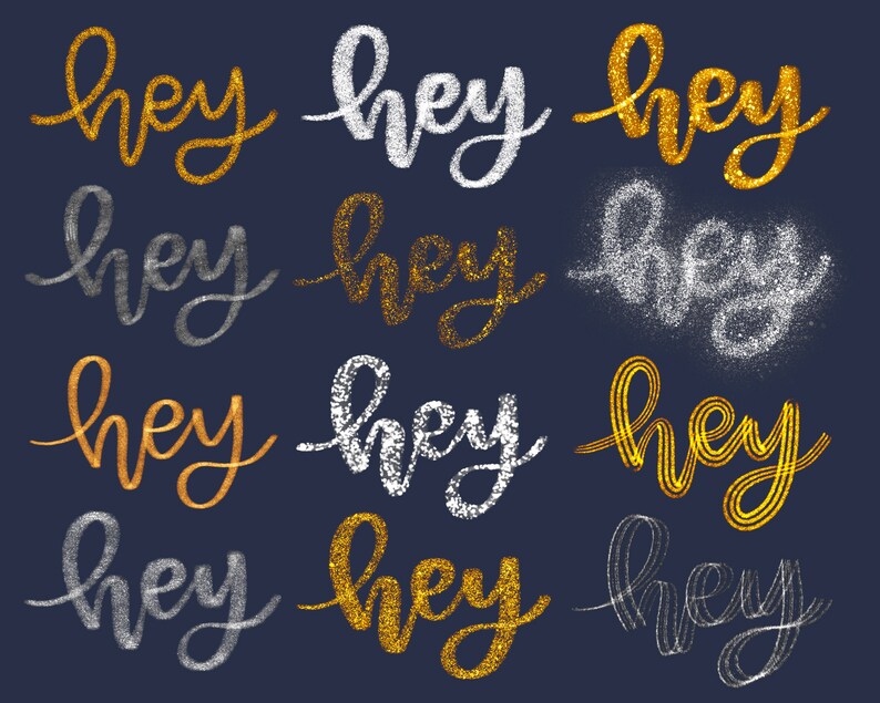 18 Metallic Gold & Glitter Procreate Brushes for Lettering ...