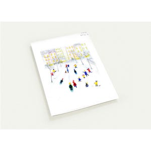 Diversão na Neve: Cartões de felicitações com ilustração em lápis de cor - Pacote personalizado com 10