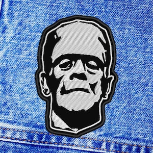 Frankenstein&#39;s head patch. Sew On patch.
