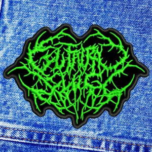 May include: Green embroidered patch with a black background. The patch features a stylized logo with the text "SUFFOCATION" in a gothic font.