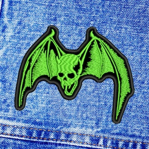 Devilbat embroidered patch. Sew On patch.