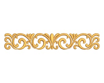 Golden floral border machine embroidery design. 2 sizes