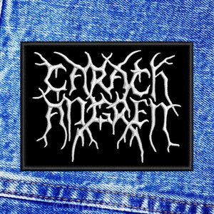 May include: Black and white embroidered patch with the text "CARACH ANGREN" in a black metal font style.