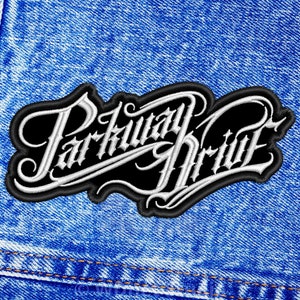 May include: Black and white embroidered patch with the text "Parkway Drive" in a stylised font.
