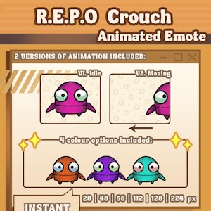Animated Twitch, Discord & YouTube Emotes – REPO Stealth Crouch Walk Neon Set | REPO Sneak | Streamer Emote Pack for Gamers and Vtubers