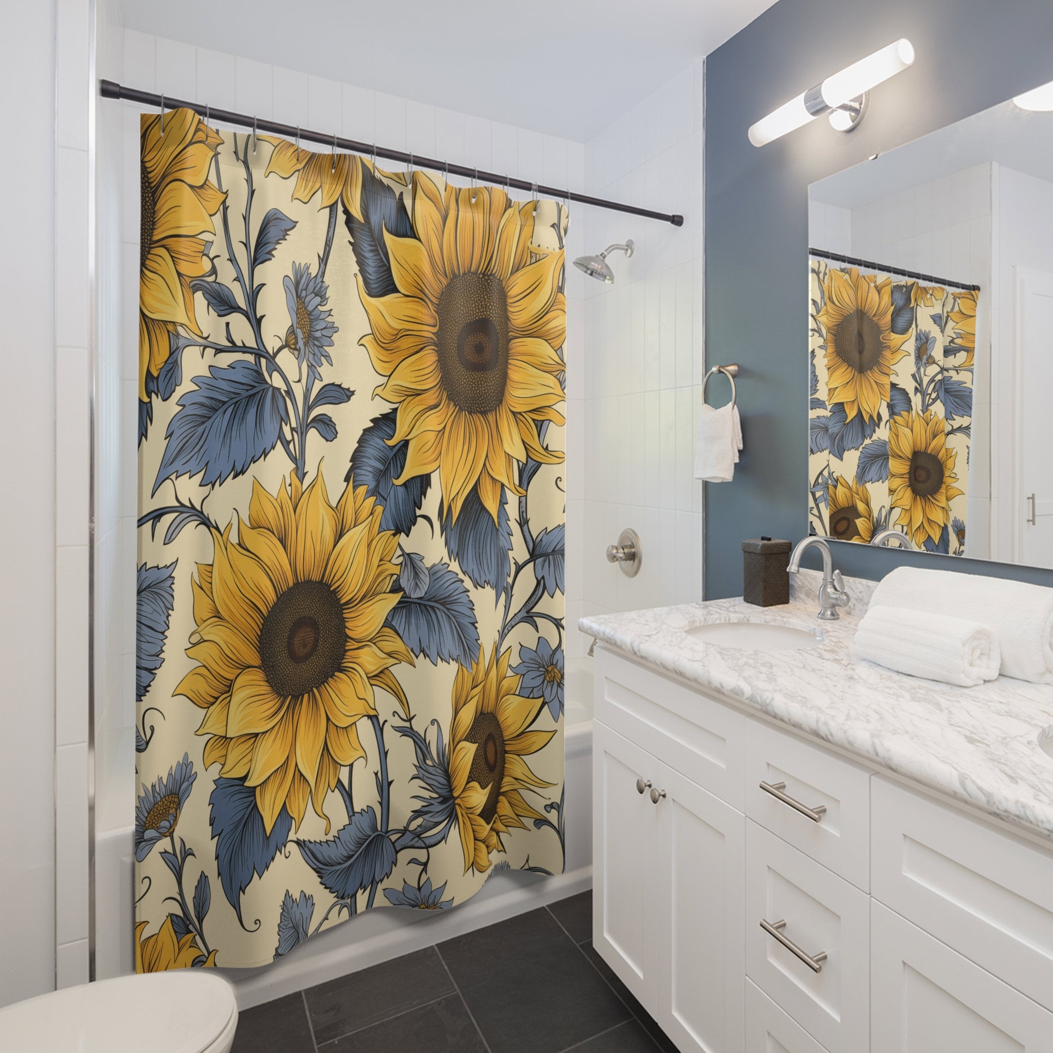 Sunflower Shower Curtain Sunflower Home Decor, Sunflower Bathroom Decor ...