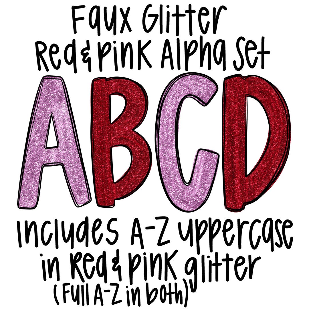 Alpha Set Glitter Faux Hand Drawn Letter Digital Download| A-Z Letters ...