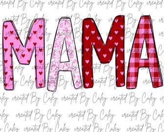 Projekt sublimacji walentynkowej | Cyfrowy projekt Mama Hearts | Pobieranie cyfrowe PNG 300 DPI