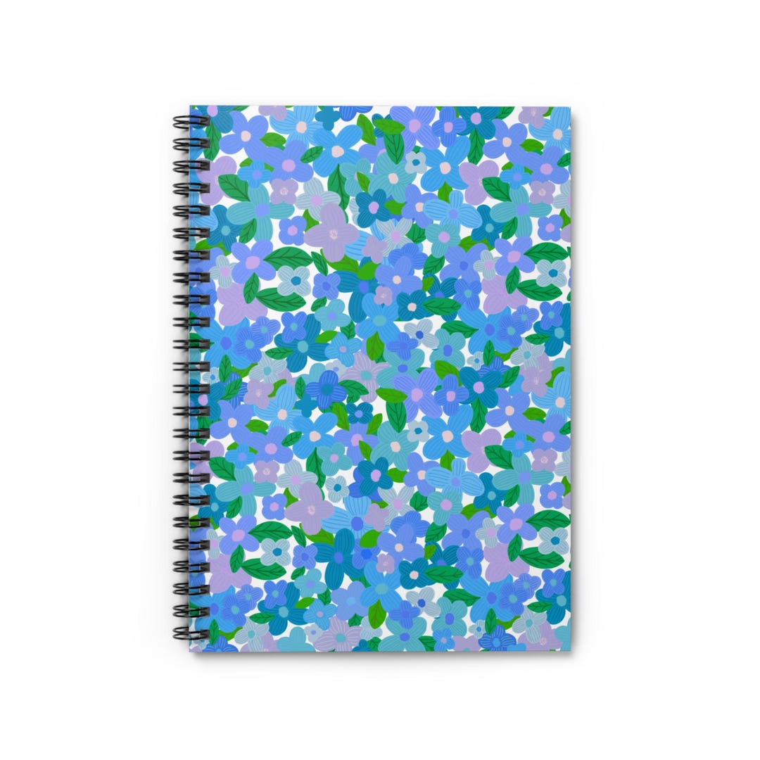 Spiral Notebook Blue Floral - Etsy