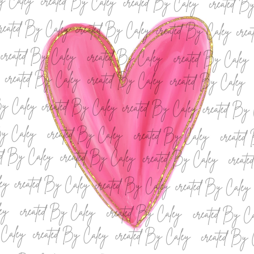 Valentines Heart Pink Clipart | Hand Drawn PNG Digital Art (300 DPI) - Etsy