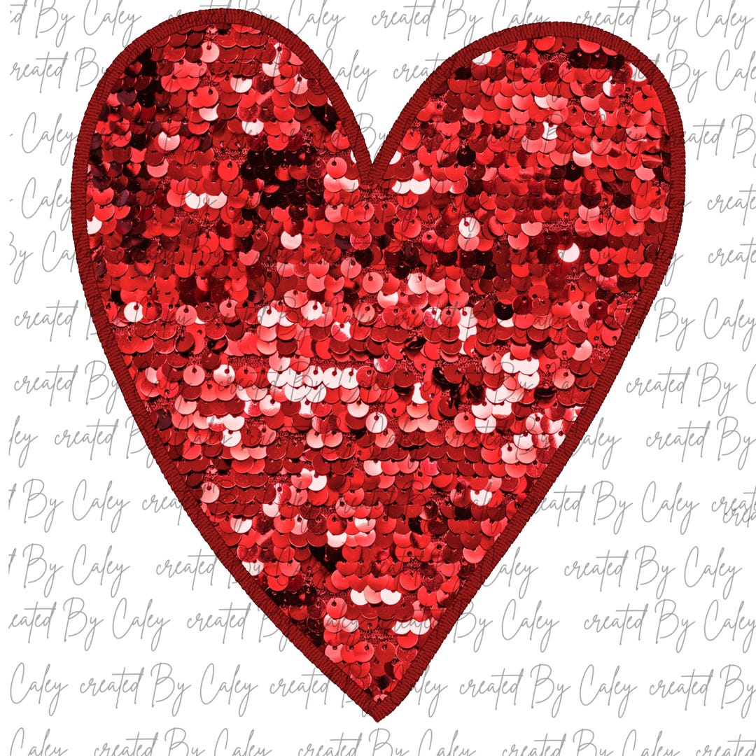 Red Faux Sequin Heart Valentines Day PNG Digital Download - Etsy