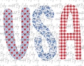Fourth of July America The Beautiful Floral Red White Blue Sublimation Design (Digital Download)