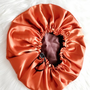 Burnt Orange/Chocolate Satin Bonnet