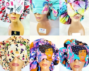 Custom Made Bee Adult Bonnet, Satin Bonnet, Sleep Cap,satin  display picture 1