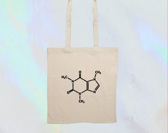 Coffee Tote, Caffeine Molecular Structure Tote Bag Gift For Her