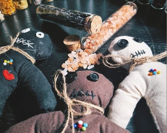 Custom Voodoo Doll/Poppet Doll Handmade Cotton Stuffed With Kapok, Flowers and Herbs