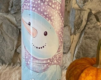 Muñeco de nieve con fondo de copo de nieve