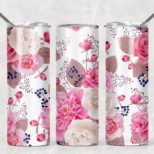 Pink Floral Seamless Pattern Sublimation Tumbler