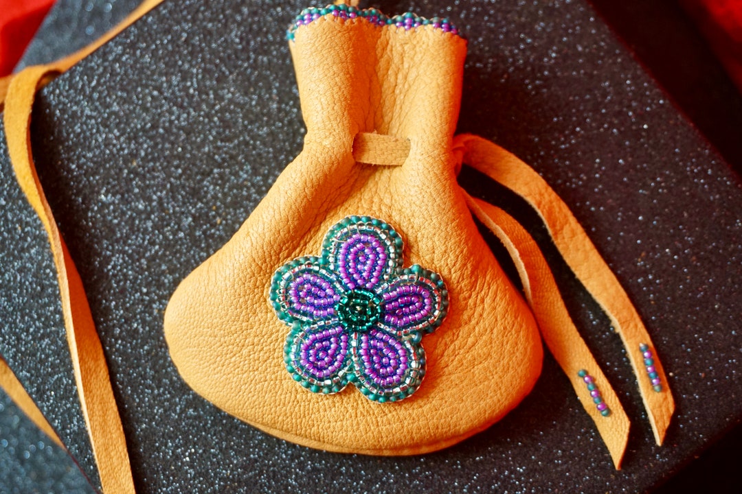 Leather Medicine Bagleather Medicine Pouchbeaded Medicine Etsy