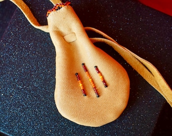 Beaded Medicine Bag,Beaded Medicine pouch,Deer Leather Medicine Bag,Metis Beadwork