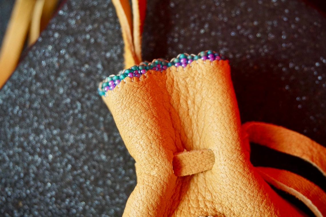 Leather Medicine Bagleather Medicine Pouchbeaded Medicine Etsy
