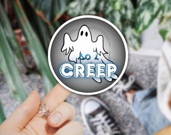 Also I Creep Vinyl Sticker | Paranormal Geist Zahnrad | Gruselige 90er Jahre Nostalgie | Wetterfester Aufkleber
