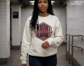 Sudadera de cuello redondo Bosque Sangriento / Estilo retro de parque nacional / Moda literaria inspirada en Hueso y Ceniza