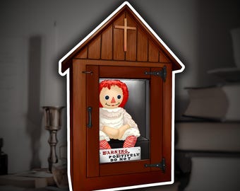 Haunted Doll Annabelle Vinyl Sticker | Cursed Object Art | Ghost Hunter Gift