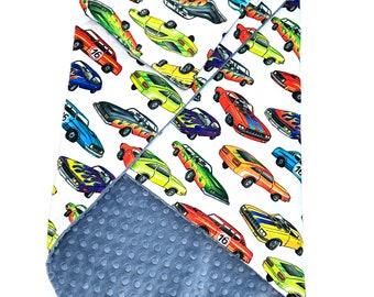 Personalized Race Car Minky Blanket, Baby Boy Lovey